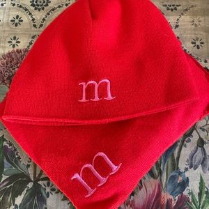 M hat and scarf